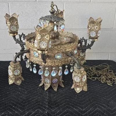 1969 Loevsky & Loevsky Waterfall Crystal Brass & Marble