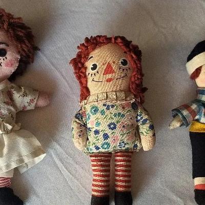 2 Vintage Raggedy Ann & 1 Andy Doll