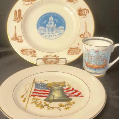 Assorted Commemorative China: 2 Plates, 1 Cup