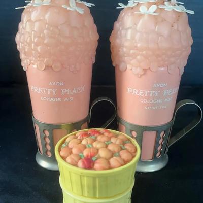 Avon “Pretty Peach” 2 Cologne Mist Sprays & Cream Sachet 