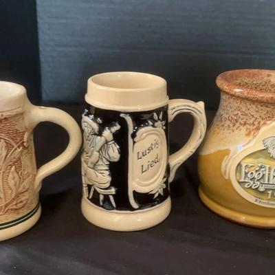 2 Miniature 3.5”h German Steins, Deneen Pottery Mug