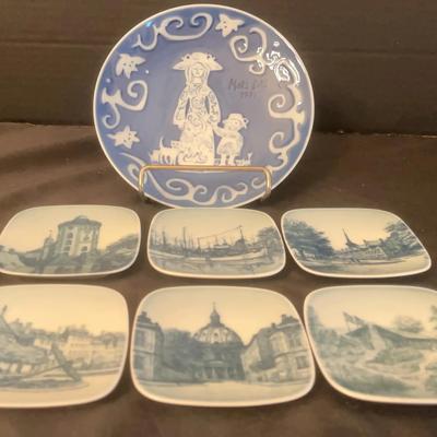 Royal Copenhagen 1971 Mothers Day 6” Plate, 6 B&G Remark Miniature Plates