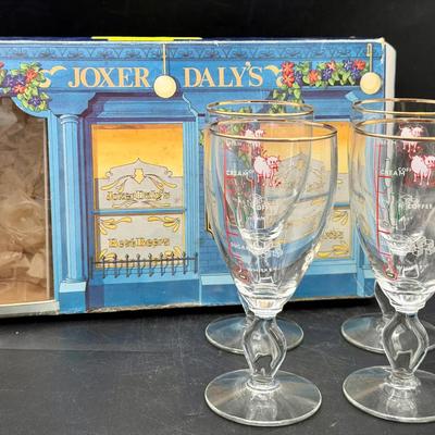 (4) Joxer Daly’s Irish Coffee Glasses And Box 
