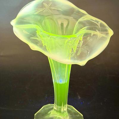 UV Reactive Glass Etched Vase