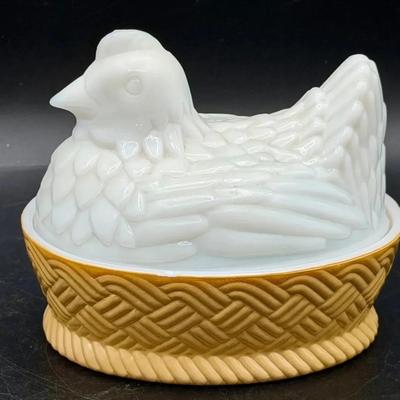 Avon Milk Glass Hen On Nest