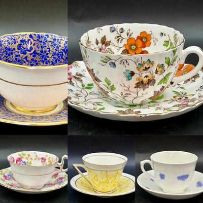 (5) Teacups & Saucers ft. Fenton & Adderley & Royal Doulton