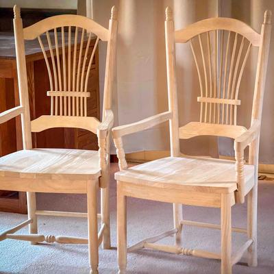 (2) Sturdy Wood Ladder Back Chairs
