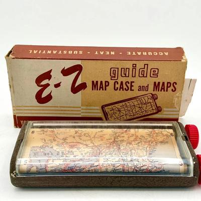 Vintage E-Z Guide Map Case & Map