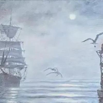 Artist Warren Ottey Oil Painting "Misty Channel"