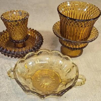 Colored Glass Candle Holder, Dish, Light Shade