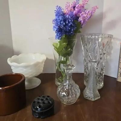 Milk Glass And Crystal Vases