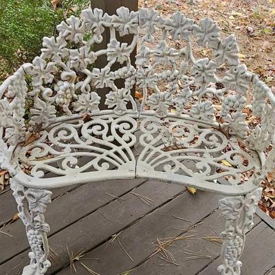Wrought Iron White Bench