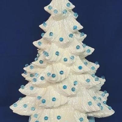 Mother Of Pearl Ceramic Christmas Tree From Vintage Mold