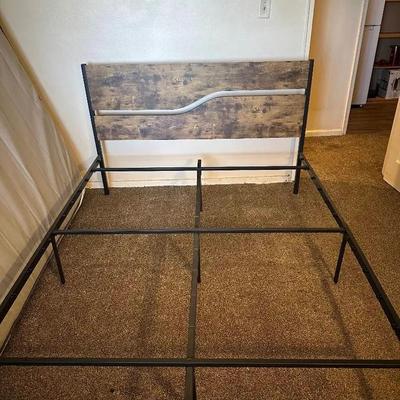 Full Size Faux Wood And Metal Bed