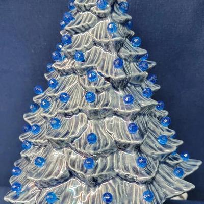 Blue Mother of Pearl Ceramic Tree From Vintage Mold