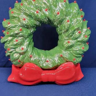 Ceramic Green Christmas Wreath From Vintage Mold