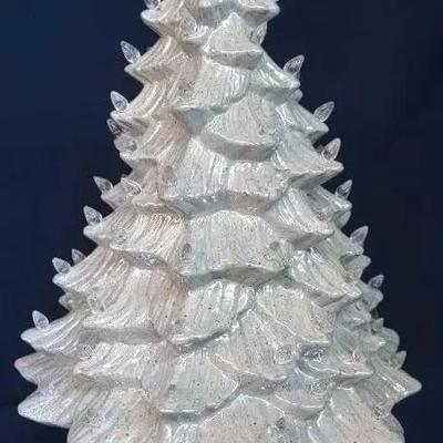 Vintage Doc Holiday Mold  14" Tree  Silver And Mother of Pearl