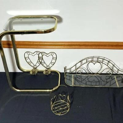 Brass & Glass Heart Decor 