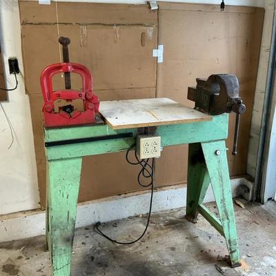 Heavy-Duty Metal Workbench with Vise and Arbor Press
