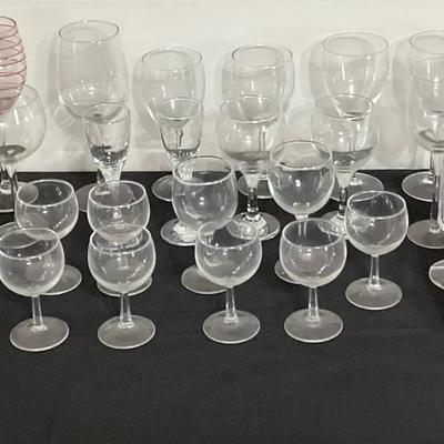 Assorted Glassware Lot – Wine, Stemless, Cocktail & Specialty Glasses