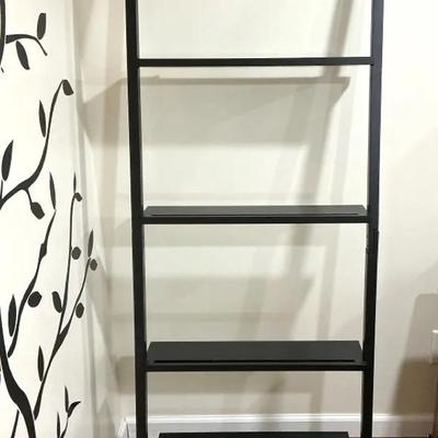 Black 5-Tier Leaning Ladder Bookshelf