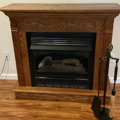 Gas Fireplace With Wood Mantel