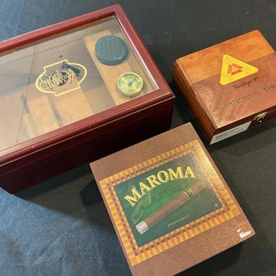 Assorted Cigar Humidors & Decorative Cigar Boxes