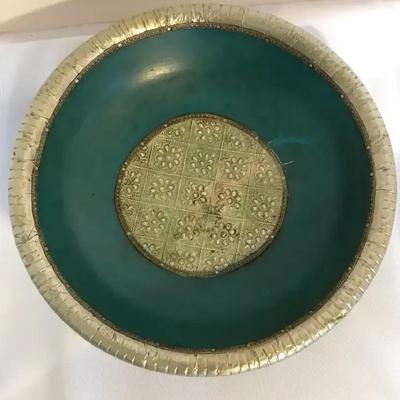Moroccan Wooden Bowl With Silver Inlay