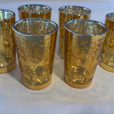 Six Indonesian Glasses With Arabic Decor
