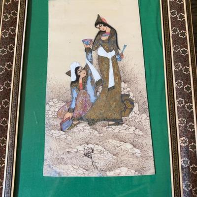 Larger Painting On Bone From Iran With Inlaid Frame