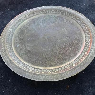 Moroccan Brass Tray with Stand