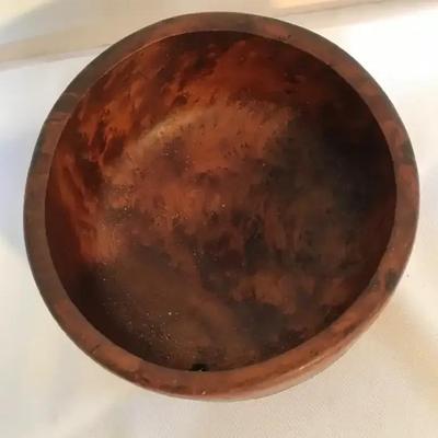 Thuya Wood Bowl Inlayed With Silver