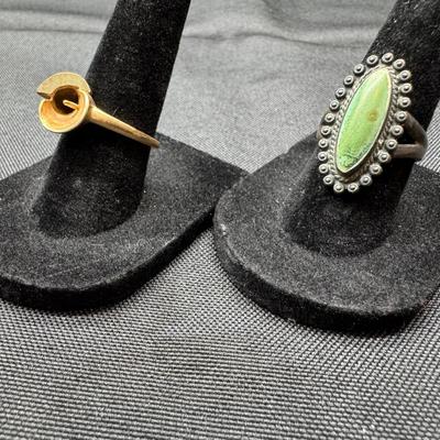 Yellow Gold 14k Ring 2.79g Total Weight | Sterling Silver Ring 5.37g Total Weight