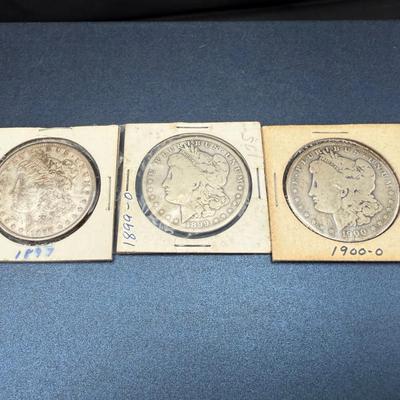 Morgan Silver Dollars | 1899, 1899-O & 1900-O | 3-Coin Circulated Lot | 90% Silver