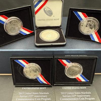 2015 U.S. Marshals Service 225th Anniversary | 5-Coin Set | Silver Dollar + Four Half Dollars | U.S.