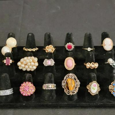 Costume Rings Lot | Assorted Vintage & Modern Fashion Rings with Stones & Pearls