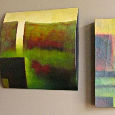 Sale Photo Thumbnail #42: Stanton Wall Art Abstract Painting on a Wooden Plaque Set of 4