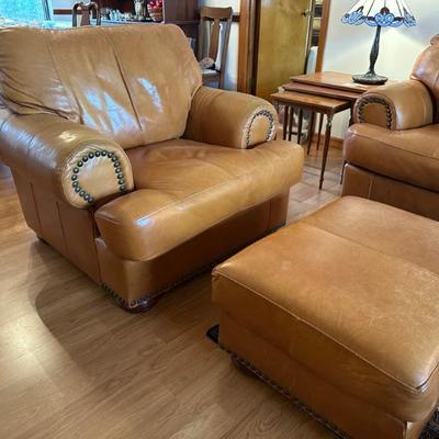 Leather chair with ottoman