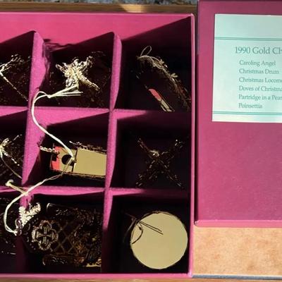 Danbury Mint 1990 Gold Christmas Ornament Collection