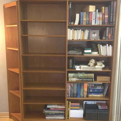Scandinavian Style Wood Bookcase W/Corner Unit