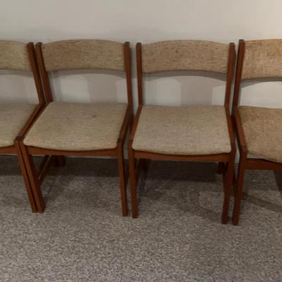 4 Wood & Fabric Chairs
