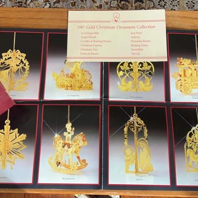 Danbury Mint 1987 Gold Christmas Ornament Collection
