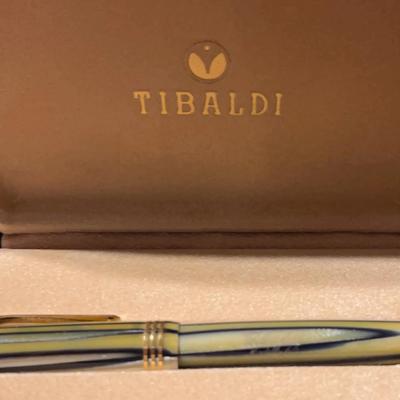 Tibaldi Modello 60 Striated Green Blue Celluloid Fountain Pen
