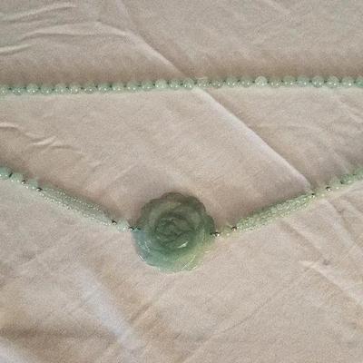 30" Jade Flower Necklace