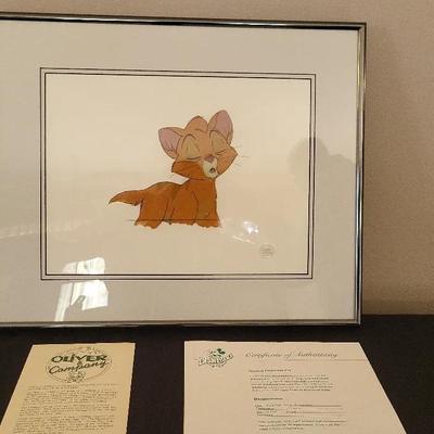Original Production Cel Of Oliver From Oliver & Co. With Certificate Of Authenticity 