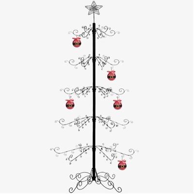NIB Hohiya Metal Ornament Display Tree, 7 Leaded Ornaments & Glass Platter