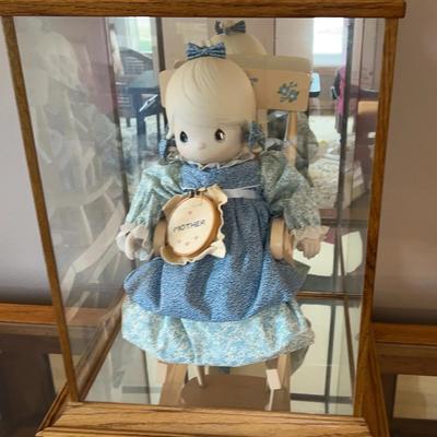 1984 Precious Moments “Mother Sew Dear” Doll in Rocking Chair, 20” Tall Mother