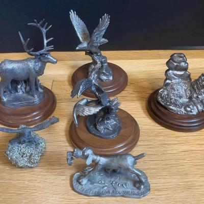 Ricker & 5 Other Pewter Animal Figurines