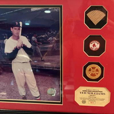 Ted Williams Framed Numbered Photo From “Game Day Used Jersey” Collection