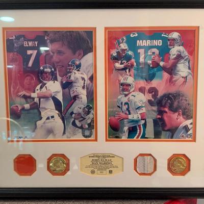 John Elway & Dan Marino Game Used Jersey Collection Framed 